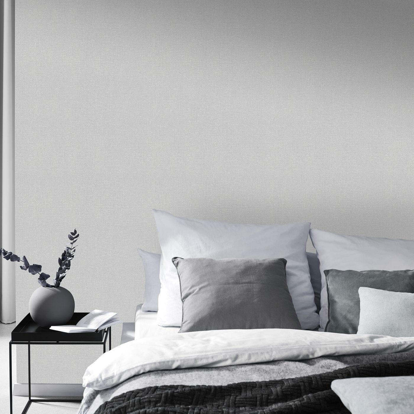 Vienkrāsainas tapetes ar teksturētu matētu virsmu silti pelēkā - 3754566 Erismann
