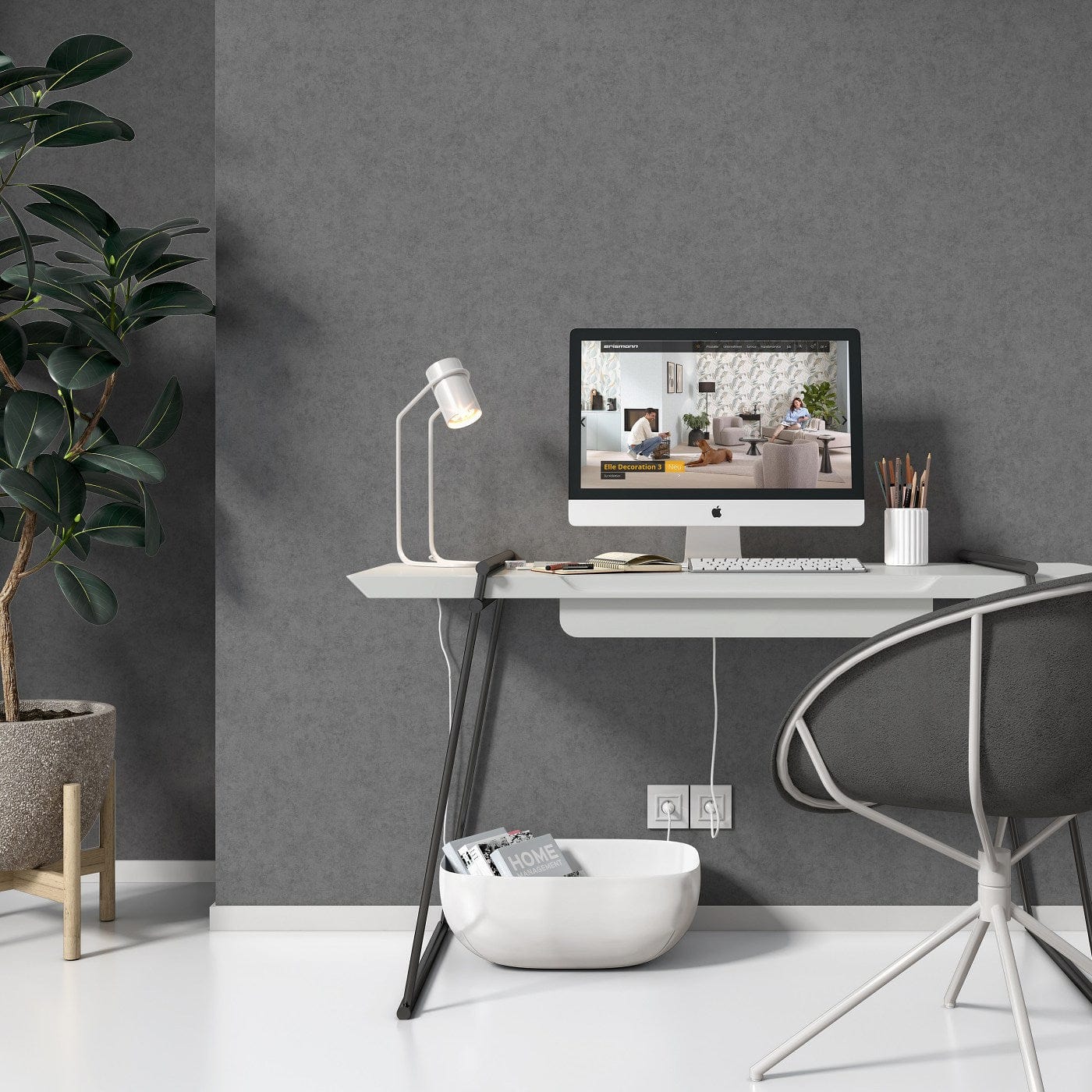 Vienkrāsainas tapetes, nedaudz spīdīga, tumši pelēkā, 1045334 Erismann