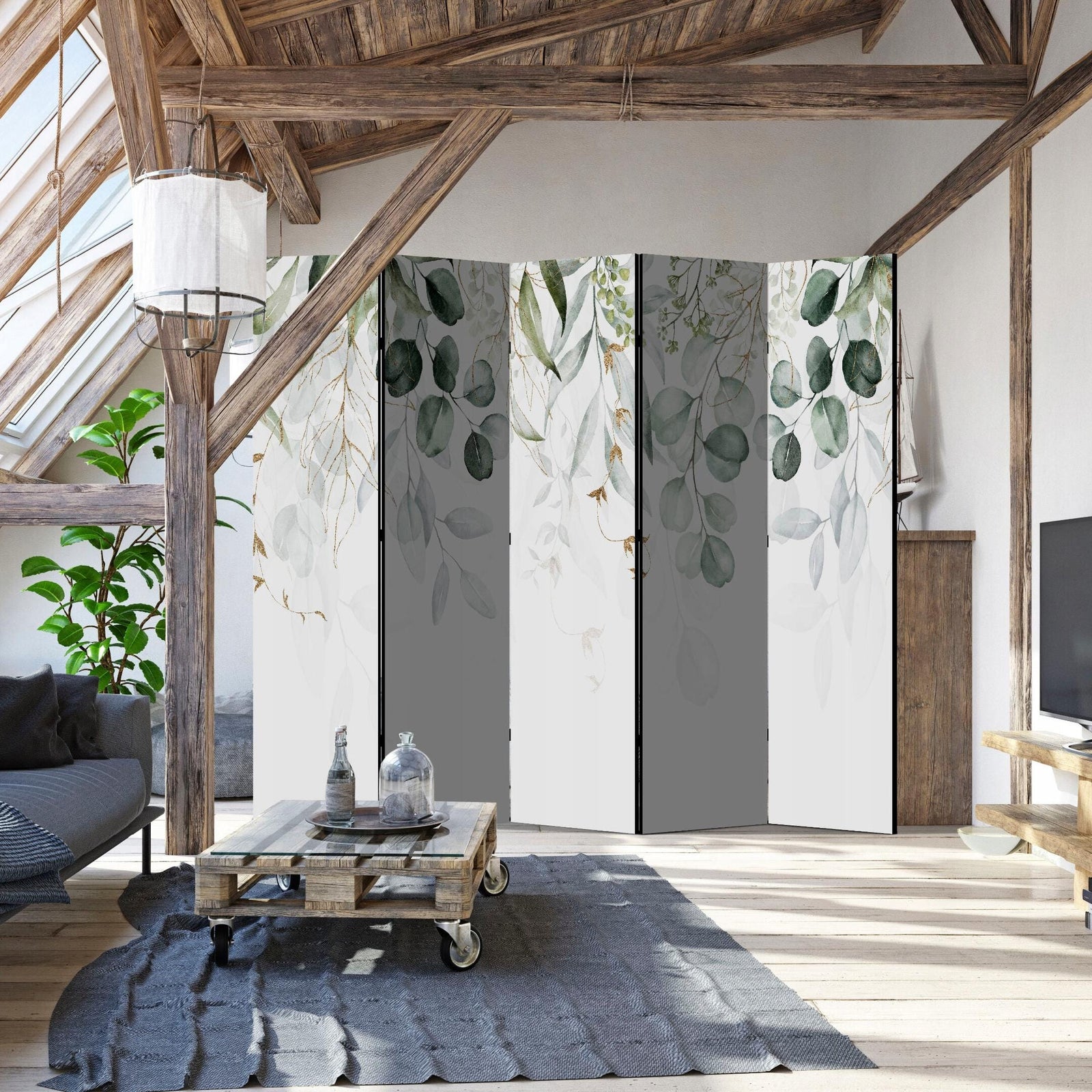 Vienpusējs aizslietnis, 225x172, zaļas lapas uz balta fona L-ART