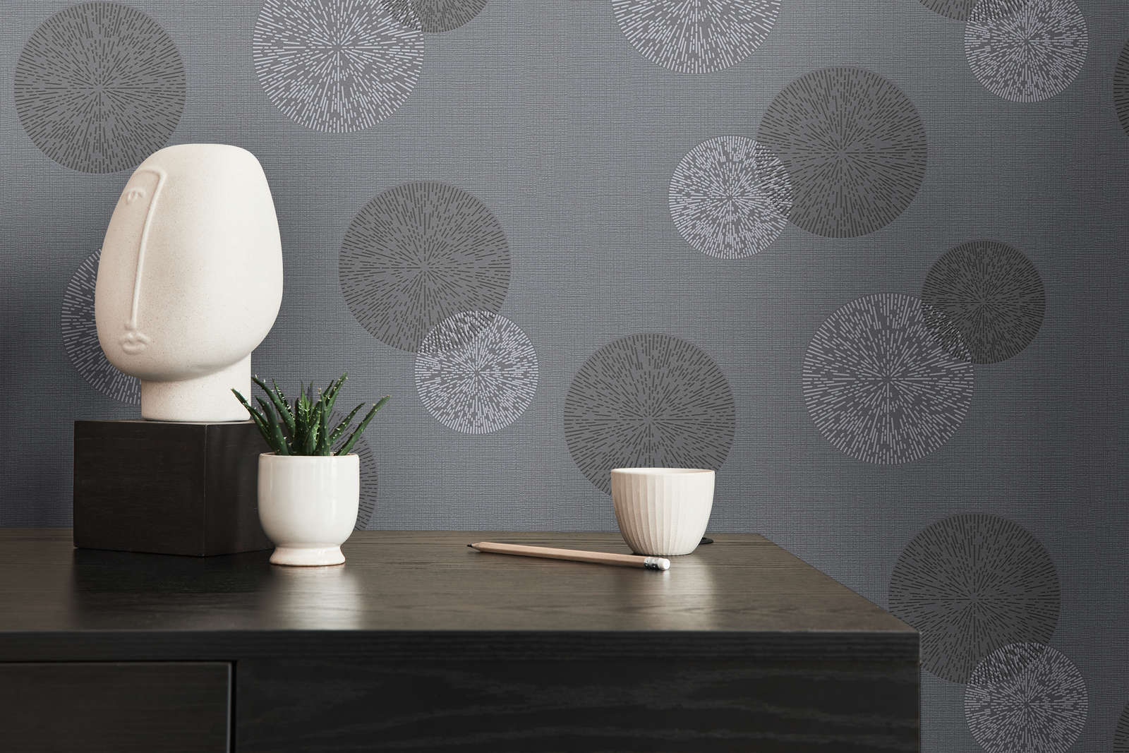 Viesistabas tapetes ar modernu apļu rakstu - pelēkas - 347713 AS Creation