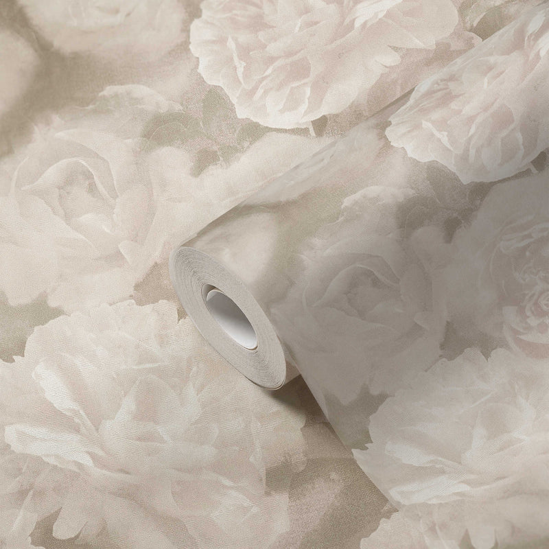 Vintāžas stila ziedu tapetes ar rozēm, krēmkrāsā, 1332407 AS Creation