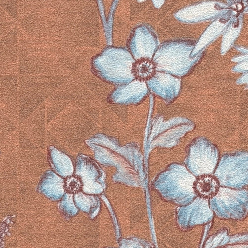 Vintāžas tapetes ar ziedu rakstu brūnos toņos, 1374005 AS Creation