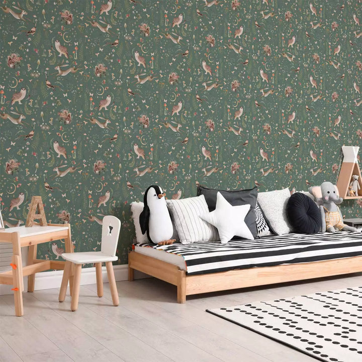 Fototapetai - Miško gamta vintažinio stiliaus, žalia spalva, 149226