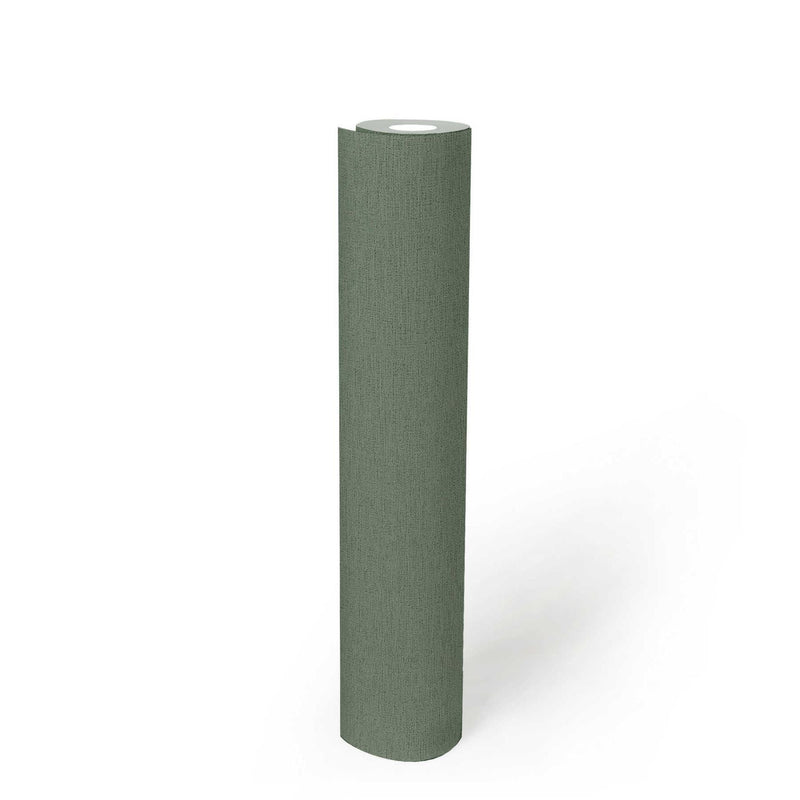 Zaļas vienkrāsainas tapetes ar tekstila reljefa struktūru, 1326113 AS Creation