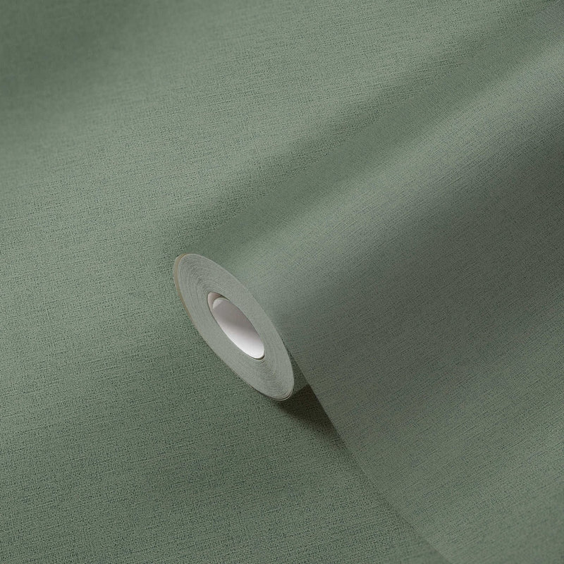 Zaļas vienkrāsainas tapetes ar tekstila reljefa struktūru, 1326113 AS Creation