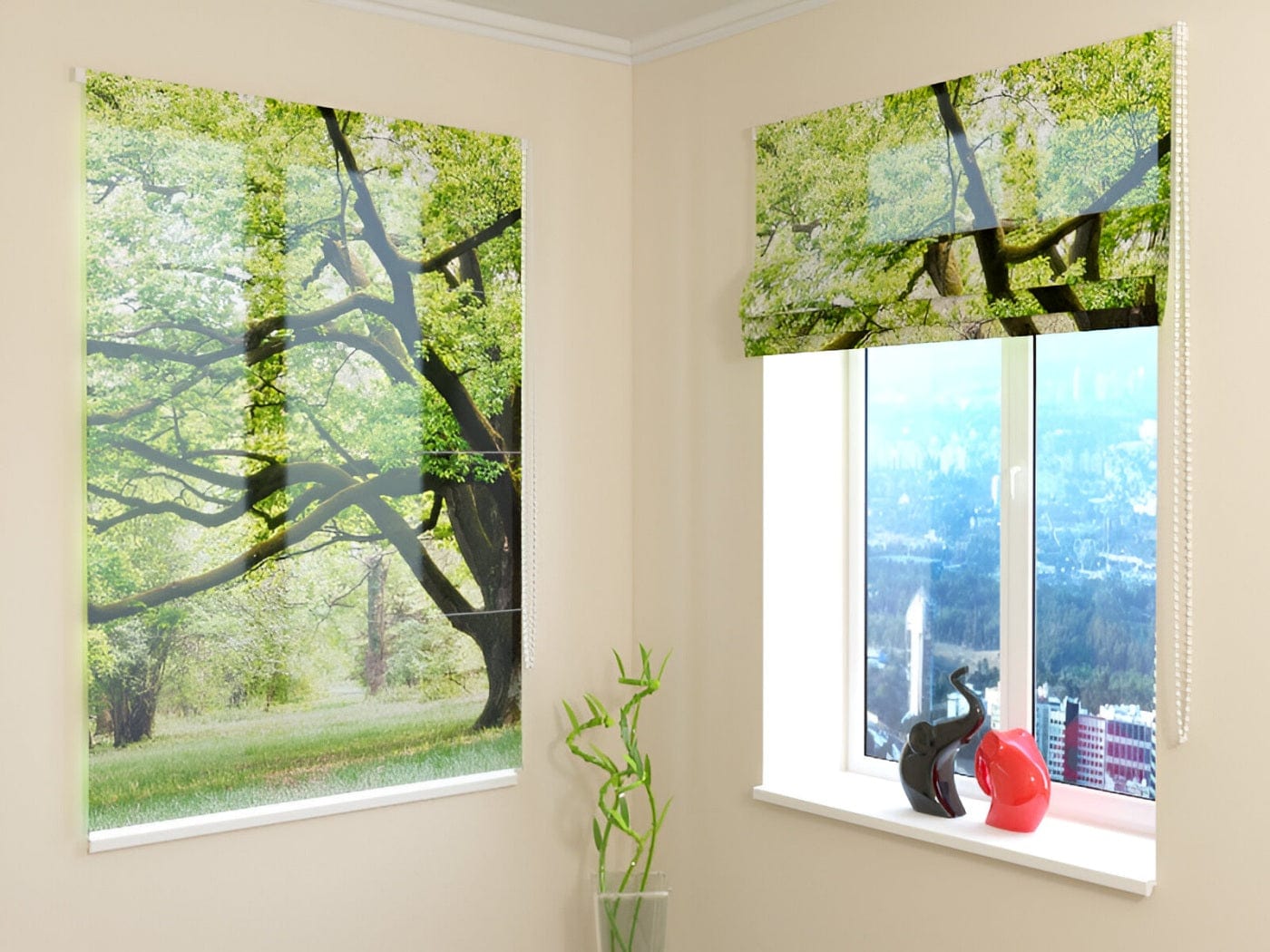 Žalūzijas ar dabas skatu - Zaļš koks - stiprinājumi komplektā Tapetenshop.lv