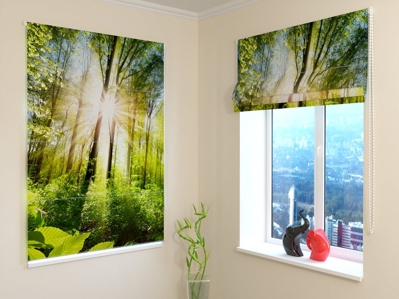 Žalūzijas ar meža skatu - Silti stari - ar stiprinājumiem pie sienas Tapetenshop.lv