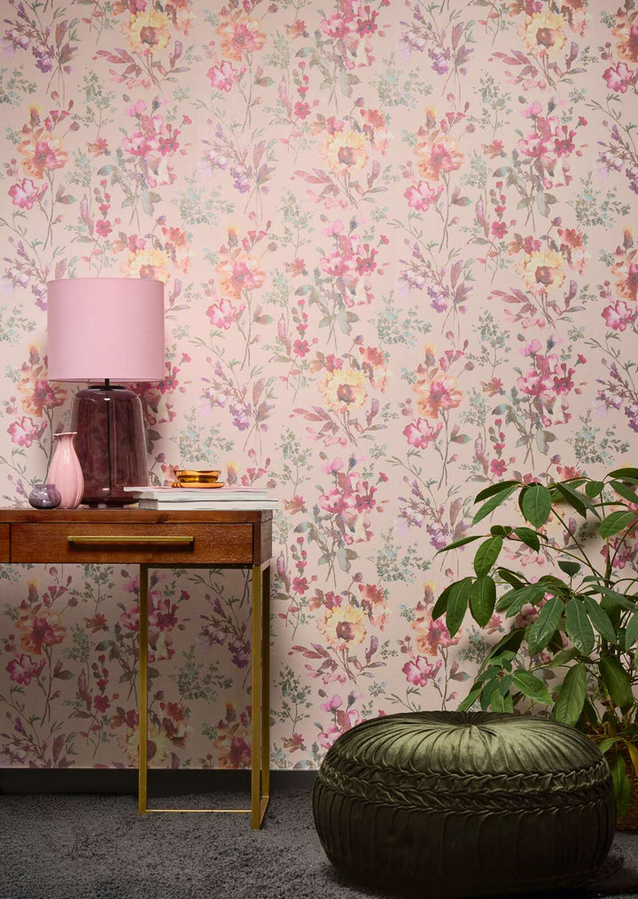 Ziedu neaustas tapetes ar spīdīgu efektu un vieglu tekstūru | 3010125 AS Creation