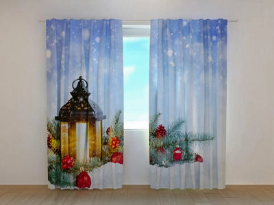 Christmas curtains - Christmas lantern on snow - various sizes Tapetenshop.lv