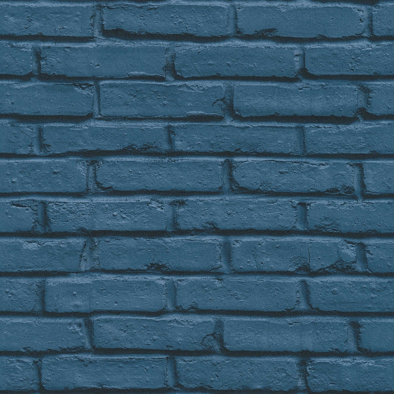 Zilas 3D tapetes ar akmens imitāciju, ķieģeļu siena Tapetenshop.lv