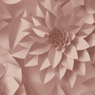 3D tapetes ar papīra ziediem, grafisks ziedu raksts - rozā, 1364156 AS Creation