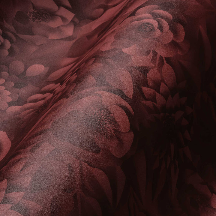 3D tapetes ar papīra ziediem, grafisks ziedu raksts - sarkanā, 387183 AS Creation