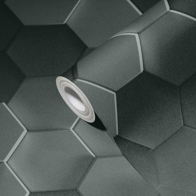 3D tapetes - sešstūra bišu šūnas, melnā krāsā 1364241 AS Creation