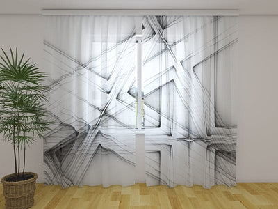 Aizkari ar abstrakciju - Abstraktas melnbaltas līnijas Tapetenshop.lv