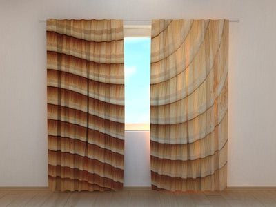 Curtains with abstract wooden waves Tapetenshop.lv