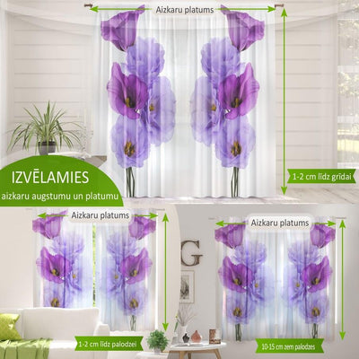 Curtains with flowers - Lilacs 1 Tapetenshop.lv