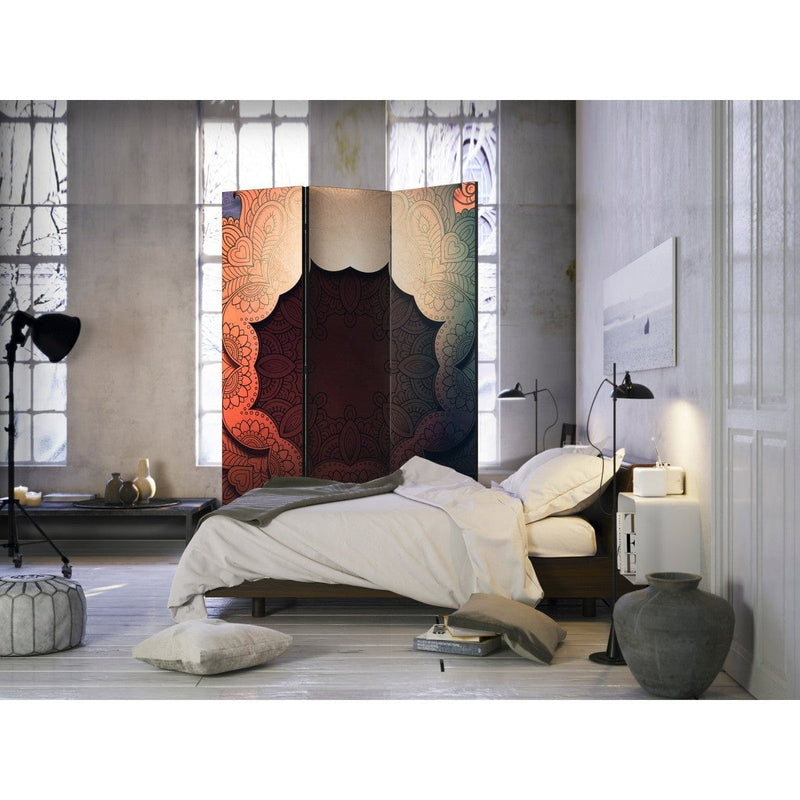 Aizslietnis ar mandalas rakstu - Ziedu apkakle (sarkana) 135x172 cm ART
