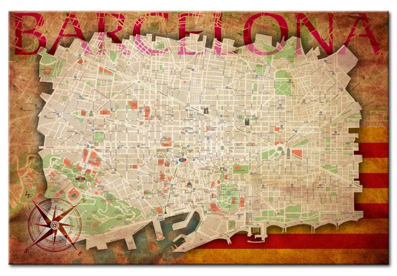 Barselonas karte [Korķa tāfele] Tapetenshop.lv