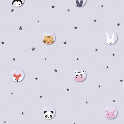 Wallpaper with animals and stars for children's room, grey, 1350767 Without PVC AS Creation