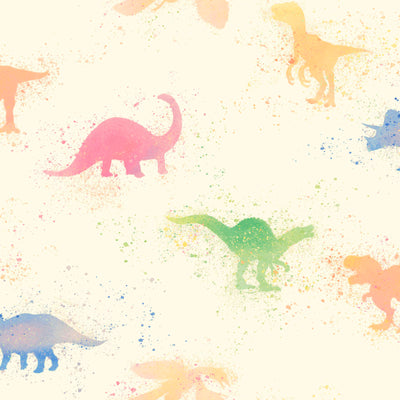 Daudzkrāsainas bērnu tapetes ar dinozauriem akvareļu stilā, 1351025 Bez PVC AS Creation