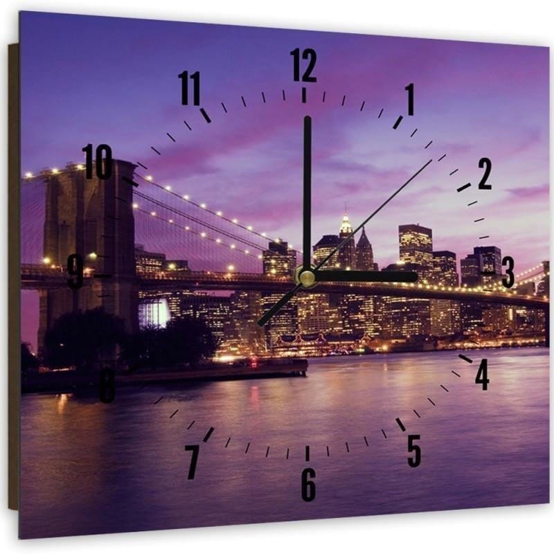 Dekoratīvais sienas pulkstenis ar Ņujorkas nakts skatu Home Trends