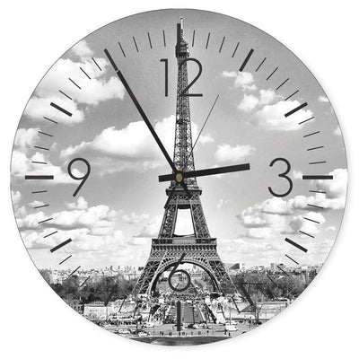 Dekoratīvais sienas pulkstenis Eifeļa tornis (melnbalts variants) Home Trends