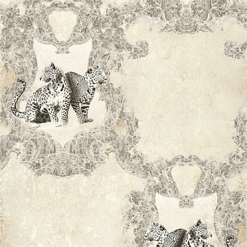 Dekoratīvas tapetes ar leopardiem un apmetuma efektu, 1217107 AS Creation