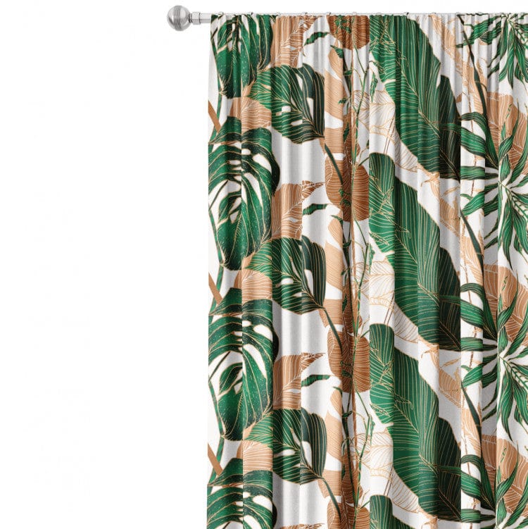 Dekoratīvie aizkari - botāniska kompozīcija zaļos un brūnos toņos, 147671 Tapetenshop.lv
