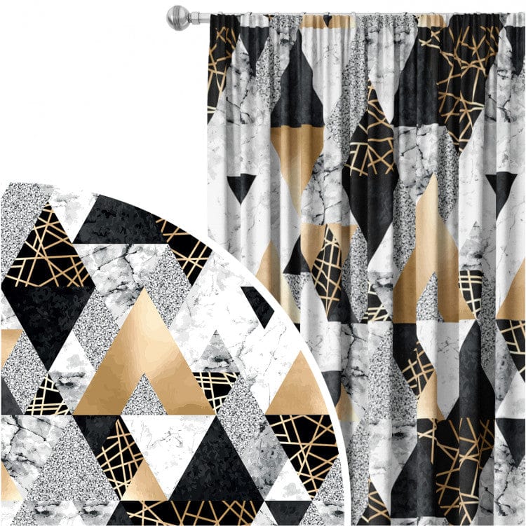 Dekoratīvie Dienas un nakts aizkari - - Elegantā ģeometrija ar marmora un zelta imitāciju, 147323 Tapetenshop.lv