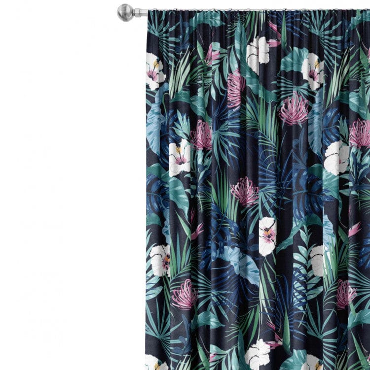 Dekoratīvie aizkari - Omulīgi džungļi, botāniska kompozīcija ar tropu augiem, 147322 Tapetenshop.lv