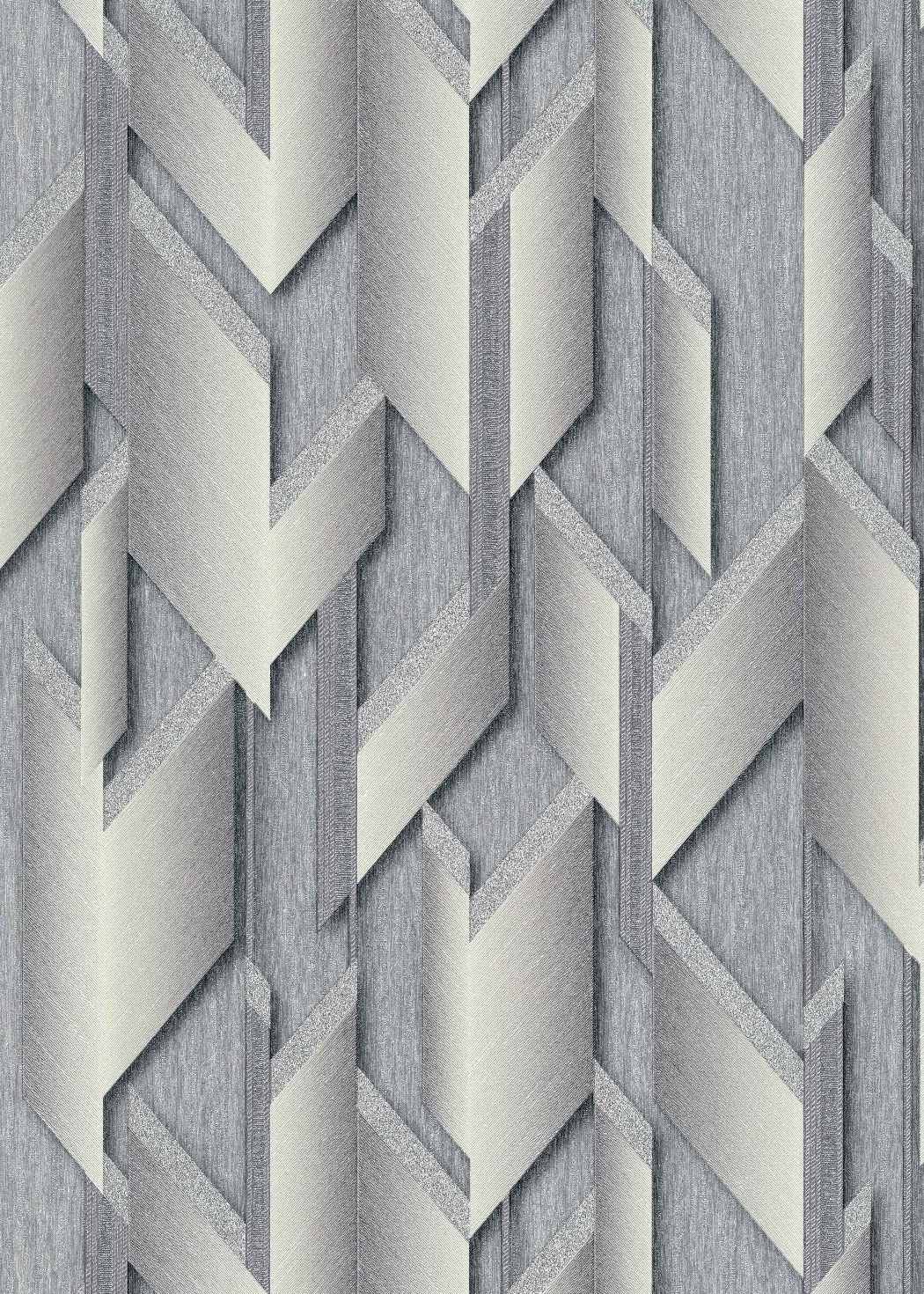 Dizaina tapetes ar ģeometrisku 3D rakstu, pelēkā krāsā - 3675356 Erismann