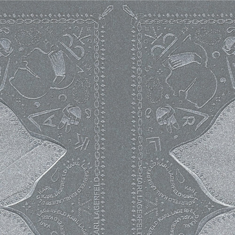 Dizaina tapetes Karl Lagerfeld ar rakstu pelēkā krāsā, 1343127 AS Creation