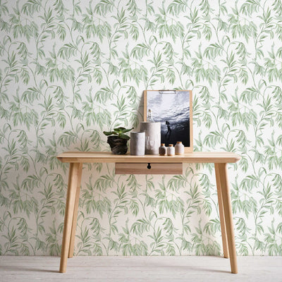 Flizelīna tapetes ar dabisku dizainu, lapas zaļā krāsā AS 378301  Tapetenshop.lv