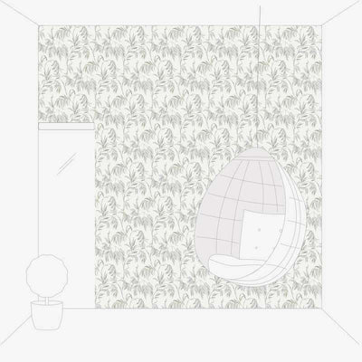 Flizelīna tapetes ar dabisku dizainu un lapam pelēkos toņos Tapetenshop.lv