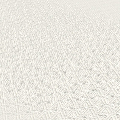 Flizelīna tapetes ar fakturētu rombveida rakstu, baltas Tapetenshop.lv