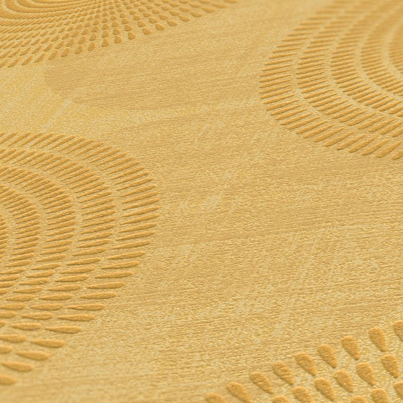 Flizelīna tapetes ar ģeometrisku apļu rakstu, dzeltenas