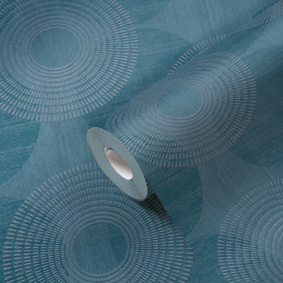 Flizelīna tapetes ar ģeometrisku apļu rakstu, zilā krāsā