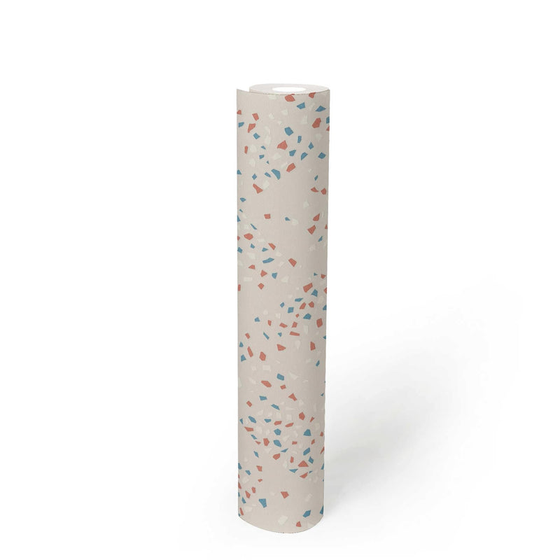 Terrazzo tapetes ar elementiem rozā un zilā krāsā 37394-3 AS Creation