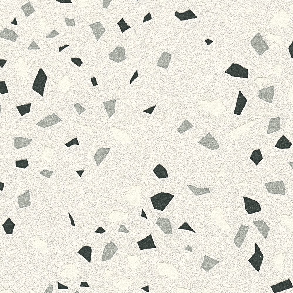 Melnbaltas terrazzo tapetes AS Creation 37394-2 AS Creation