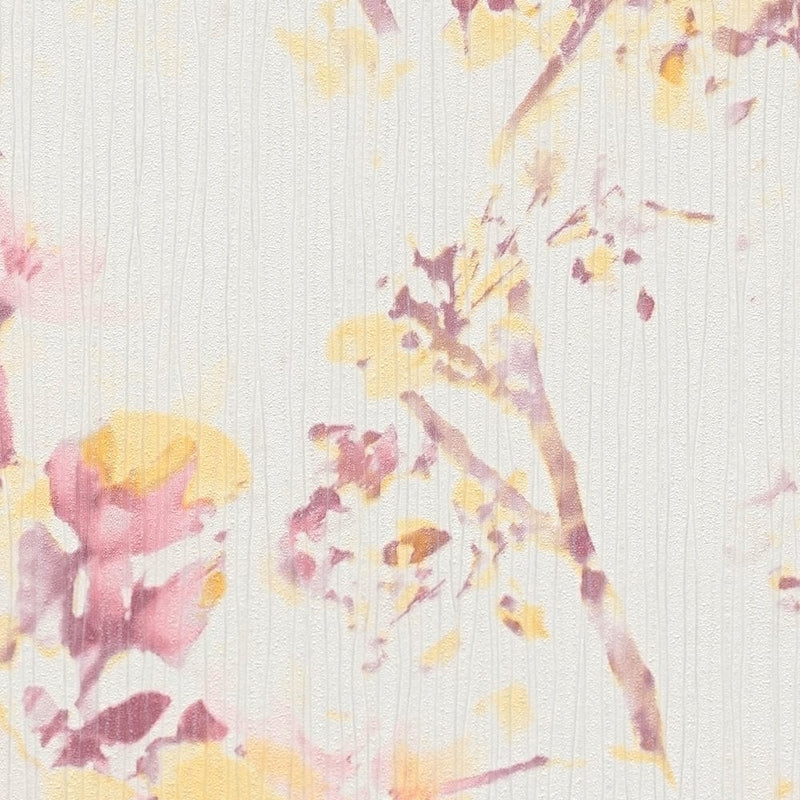 Flizelīna tapetes ar ziedu motīvu - rozā, dzeltena Tapetenshop.lv
