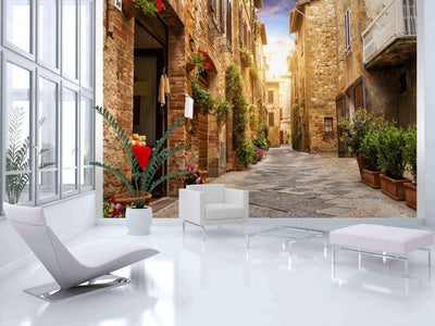 Wall Murals with 3D optical illusion 91975 Colorful street in Tuscany G-ART