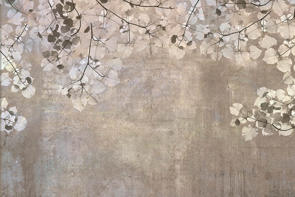 Fototapetes ar lapām uz bēša abstrakta fona, D366 D-ART