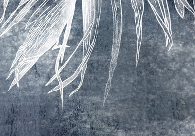 Fototapetes ar palmu lapām uz tumši zila fona - Noslēpumains augs (pirmais variants) G-ART