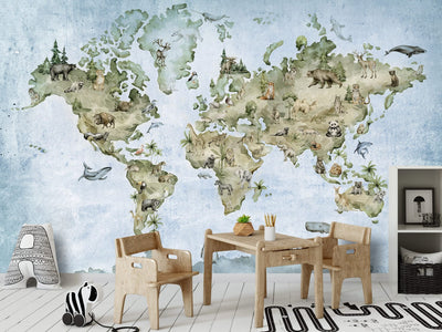 Fototapetes ar pasaules karti bērnu istabai, 142714 G-ART