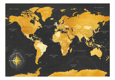 Fototapetes ar pasaules karti - Zelta pasaule, 95022 G-ART
