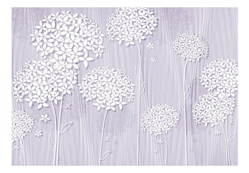 Fototapetes ar stilizētiem ziediem maigi violetā krāsā, 64247