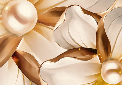 Fototapetes ar stilizētiem ziediem zeltā krāsā - Zvaigžņu skaistules, 143582 G-ART
