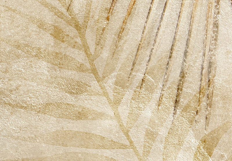Fototapetes ar tropiskam lapām - Tuksneša suvenīrs, zeltā krāsā, 143564 G-ART