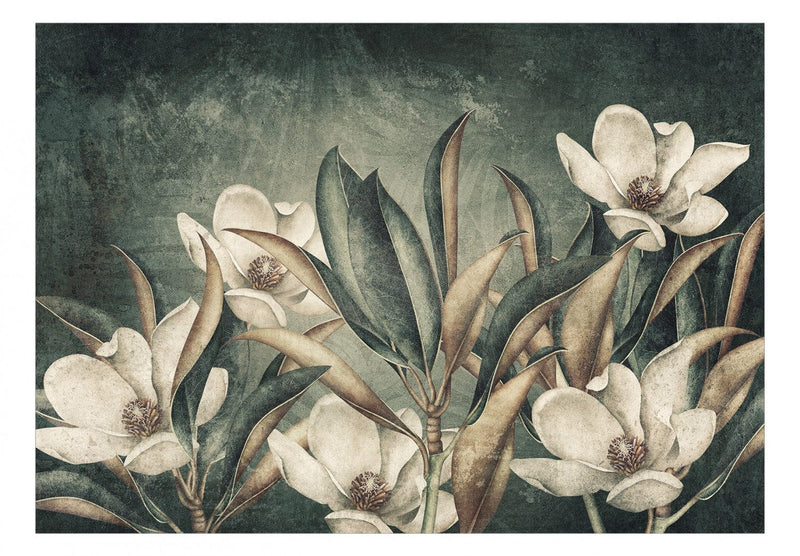 Fototapetes ar tropiskiem ziediem uz zaļa fona, treša versija, 143727 G-ART
