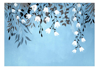Fototapetes ar zīmētiem ziediem uz zila fona - Dienas enerģija, 143519 G-ART